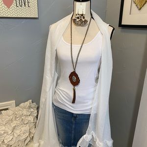 WHITE Kimono with Romantic Ruffle, One Size